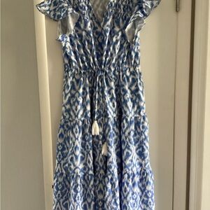 Grace Karin Blue and White Ikat Dress